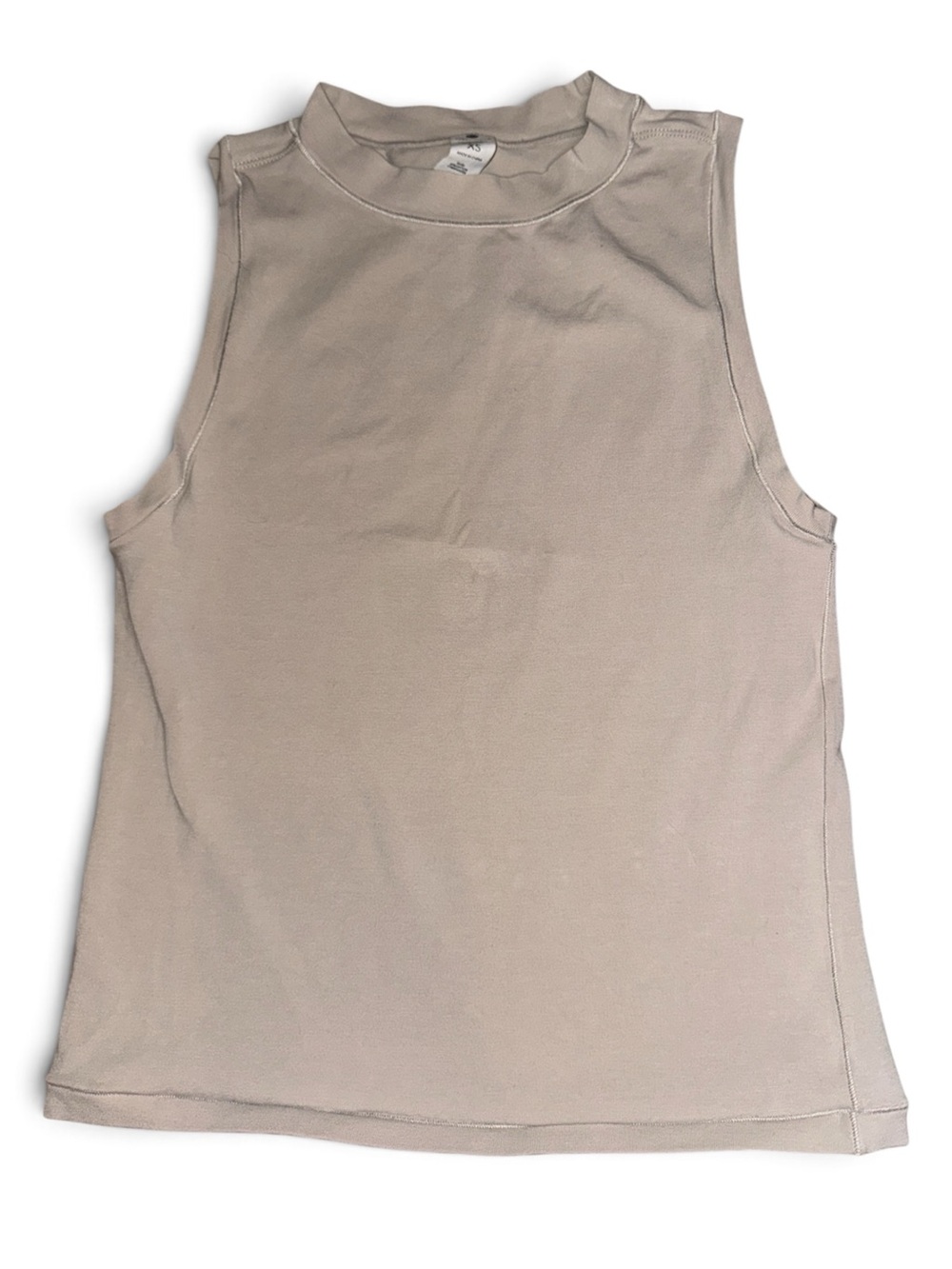 Yogalicious Sleeveless Mock Neck Tank - Light Beige